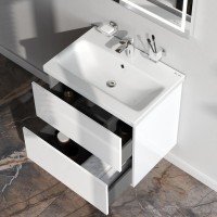 Тумба с раковиной AM.PM Gem 60 белый глянец, подвесная, с 2 ящиками