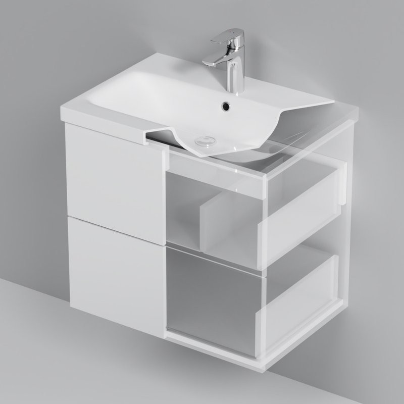 Тумба с раковиной AM.PM Gem 60 белый глянец, подвесная, с 2 ящиками