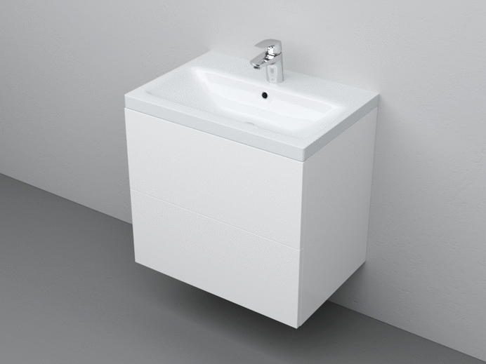 Тумба с раковиной AM.PM Gem 60 белый глянец, подвесная, с 2 ящиками