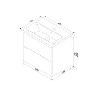 Тумба с раковиной AM.PM Gem 60 белый глянец, подвесная, с 2 ящиками