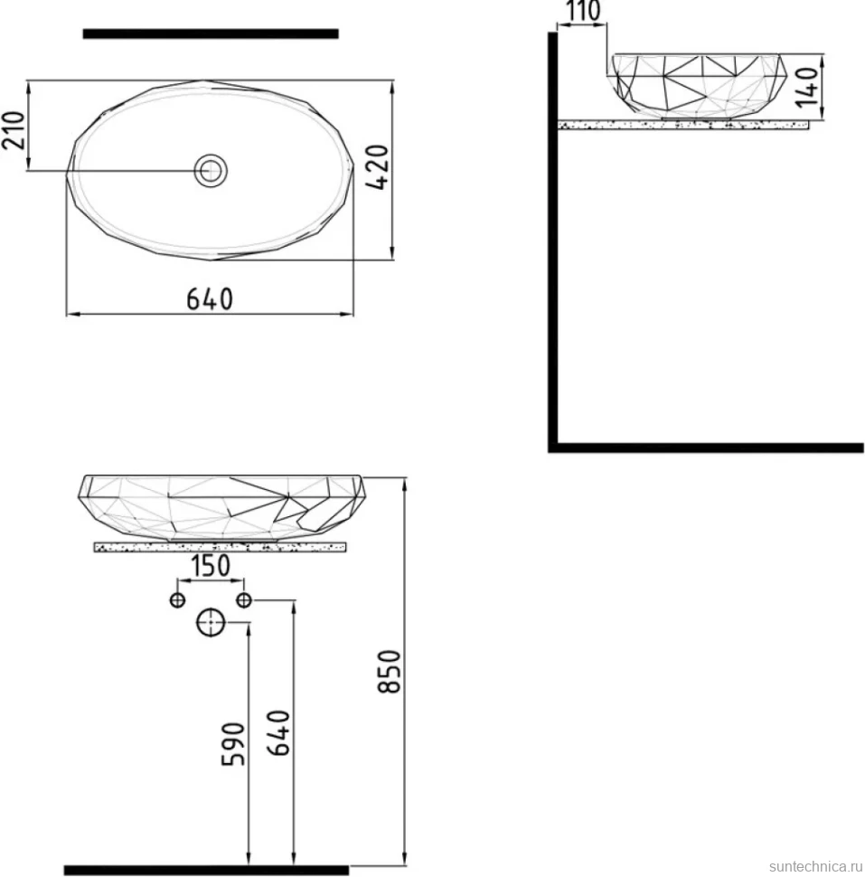 Накладная раковина Bien Moly MLLG06201FD0W3000