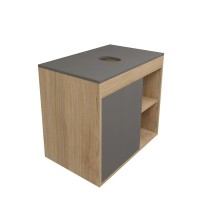 Тумба с раковиной Teymi Nura 70 дуб эврика, матовый графит, раковина Helmi Mini 24