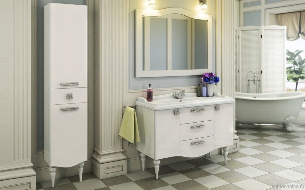 Шкаф-пенал для ванной Comforty Монако 40 R глянцевый белый