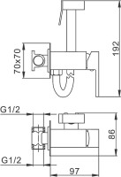Гигиенический душ Frap F7506 со смесителем, С ВНУТРЕННЕЙ ЧАСТЬЮ, хром