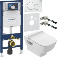Комплект Унитаз подвесной Jacob Delafon Struktura EDE102 + Крышка E28931-WTE с микролифтом + Инсталляция Geberit Duofix UP 320 111.300.00.5 + Кнопка Sigma 01 115.770.11.5 белая + Крепления 111.815.00.1 к стене + Звукоизоляция