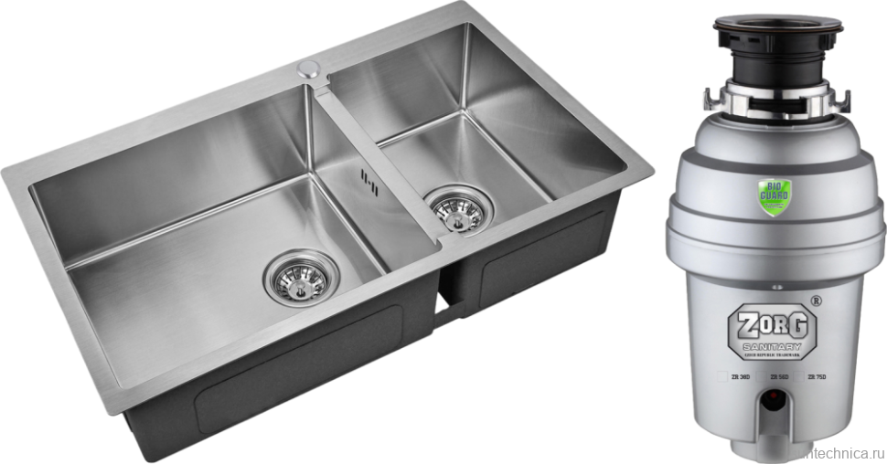 Комплект Мойка Zorg Inox R 78-2-51 L + Измельчитель Inox D
