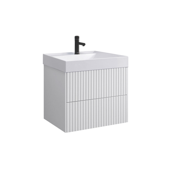 Тумба с раковиной Belux Сиртаки 60 подвесная, белая глянцевая