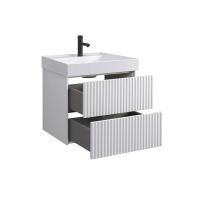 Тумба с раковиной Belux Сиртаки 60 подвесная, белая глянцевая