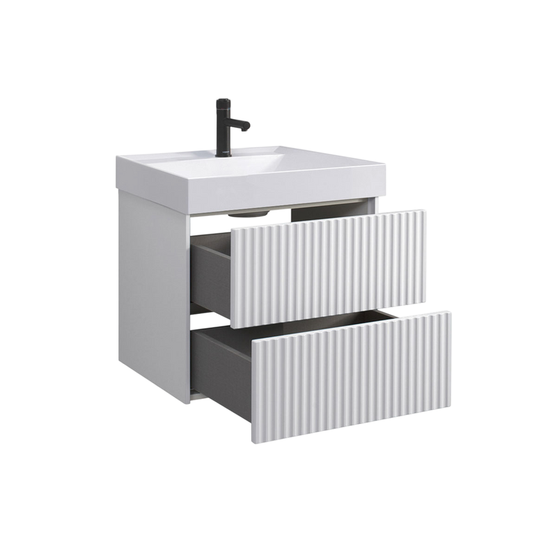 Тумба с раковиной Belux Сиртаки 60 подвесная, белая глянцевая