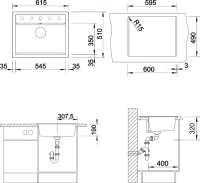 Комплект Мойка Blanco Dalago 6 темная скала + Смеситель Candor 523120