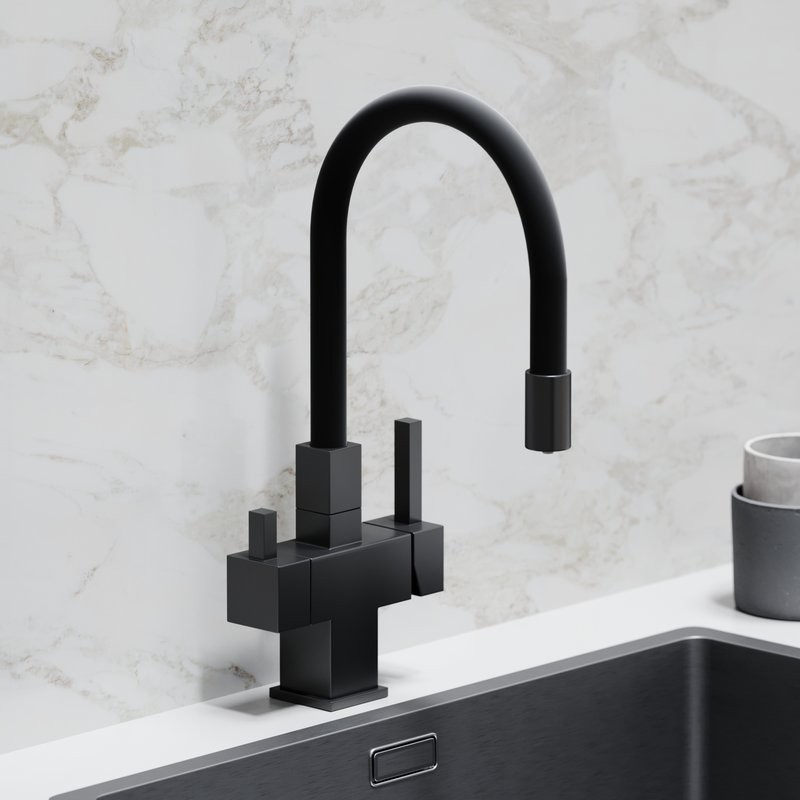 Смеситель для кухни Sancos Arno SC4005MB с гибким изливом, матовый черный