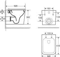 Комплект Унитаз подвесной Bauedge Bau Stil PRO безободковый, с микролифтом, белый + Крепления Geberit Duofix 111.815.00.1 к стене + Звукоизоляция + Инсталляция UP 320 111.300.00.5 + Кнопка Sigma 01 115.770.21.5 хром
