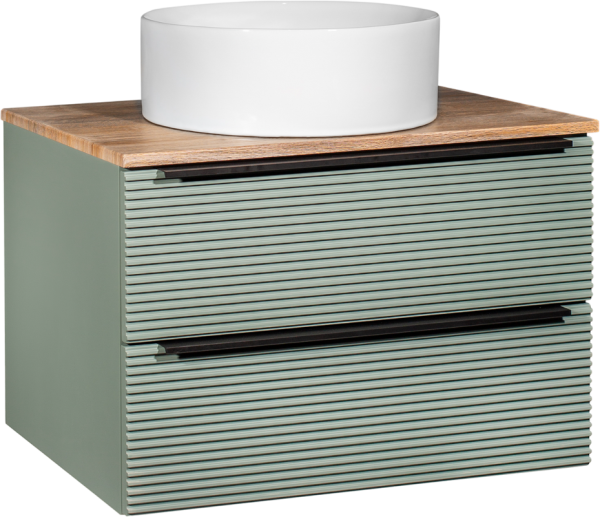 Тумба с раковиной Runo Орлеан 70 зеленая, дуб натуральный, раковина Palla 40