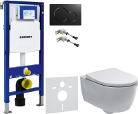 Комплект Унитаз подвесной Geberit iCon + Крышка Slim 500.670.01.1 + Крепления Duofix 111.815.00.1 к стене + Звукоизоляция + Инсталляция UP 320 111.300.00.5 + Кнопка Sigma 01 115.770.DW.5 черная
