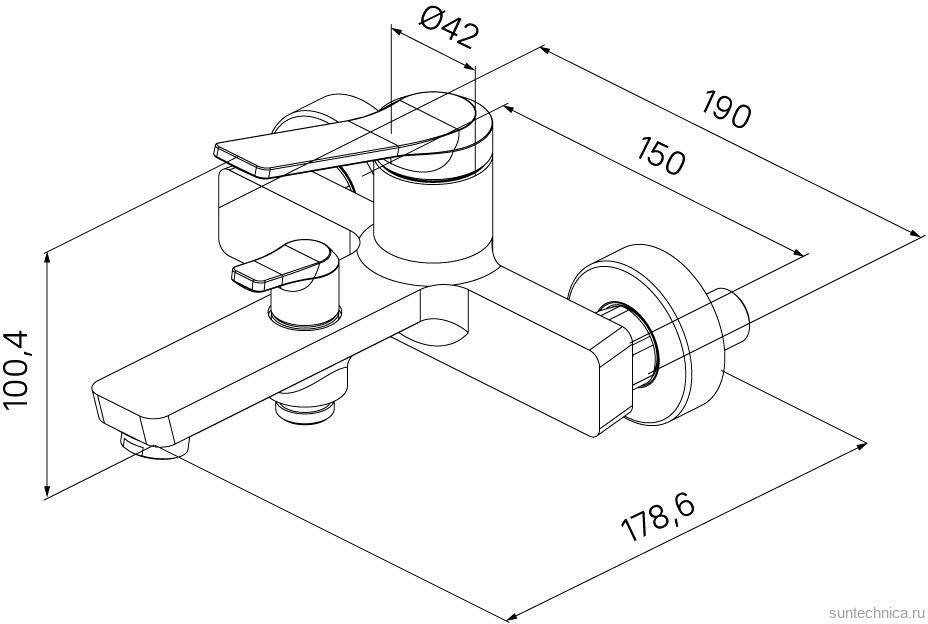 Смеситель для ванны с душем IDDIS Parker PARBL02i02WA черный матовый