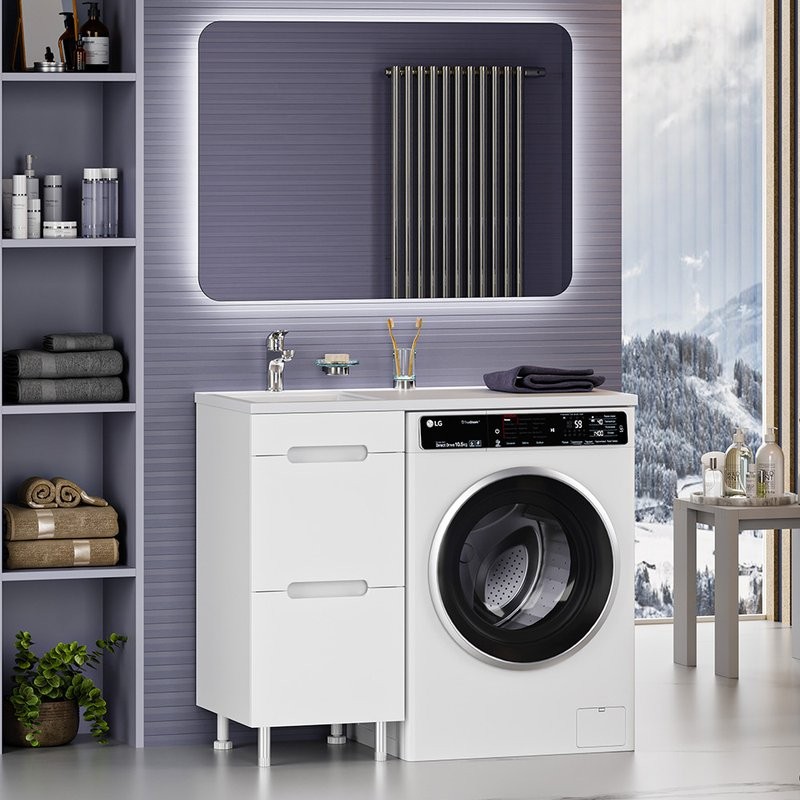Мебель для ванной комнаты Misty Байкал 40 L для стиральной машины, белая