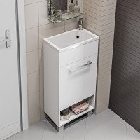 Тумба с раковиной 1MarKa Lira 40Н R, напольная, белый глянец