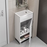 Тумба с раковиной 1MarKa Lira 40Н R, напольная, белый глянец