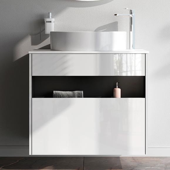 Тумба с раковиной AM.PM Func 80 белый глянец, со столешницей, раковина M8FWCC20550WG