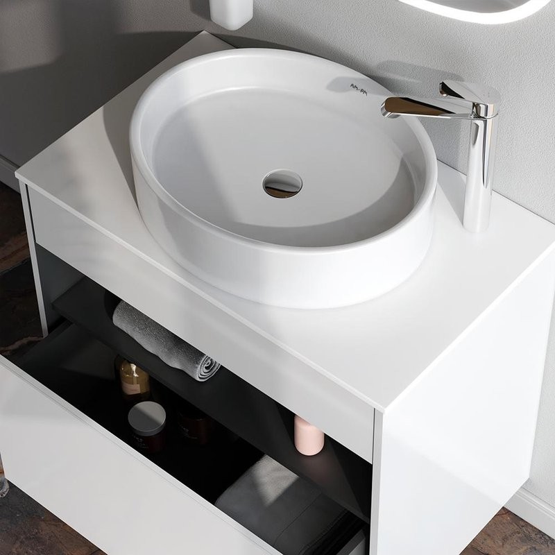 Тумба с раковиной AM.PM Func 80 белый глянец, со столешницей, раковина M8FWCC20550WG