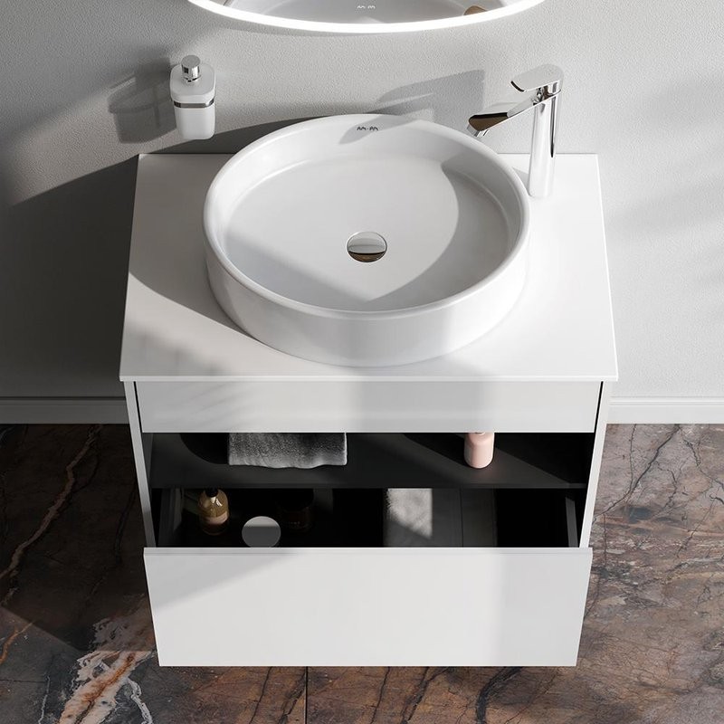 Тумба с раковиной AM.PM Func 80 белый глянец, со столешницей, раковина M8FWCC20550WG