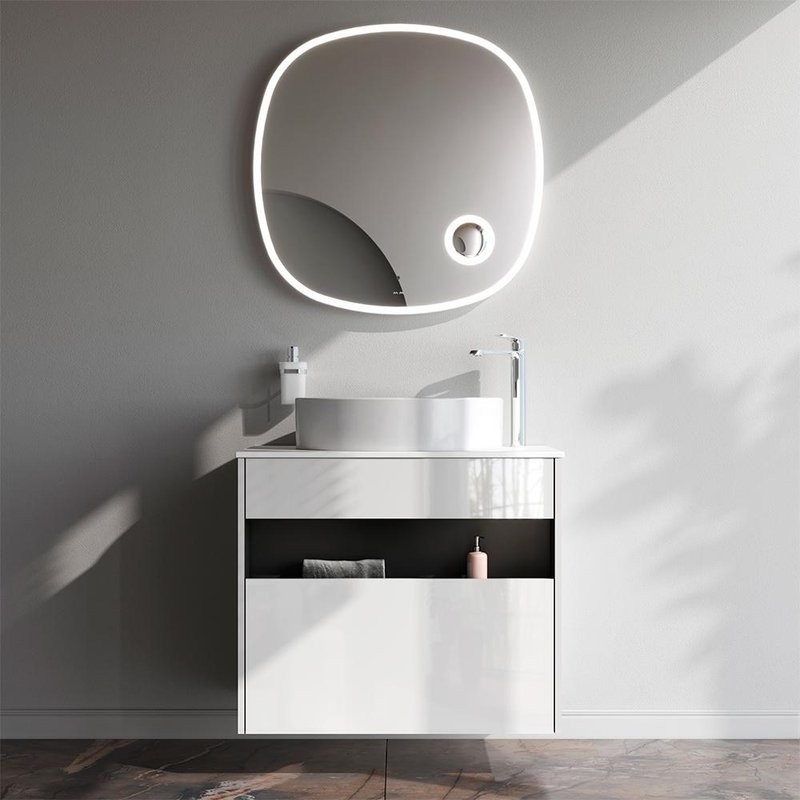 Тумба с раковиной AM.PM Func 80 белый глянец, со столешницей, раковина M8FWCC20550WG