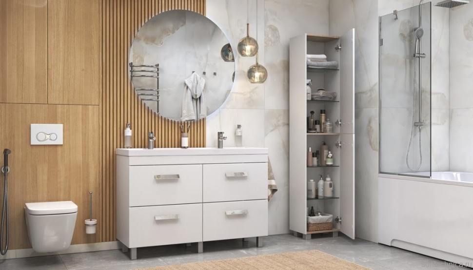 Тумба с раковиной Velvex Orlando 120 белая матовая