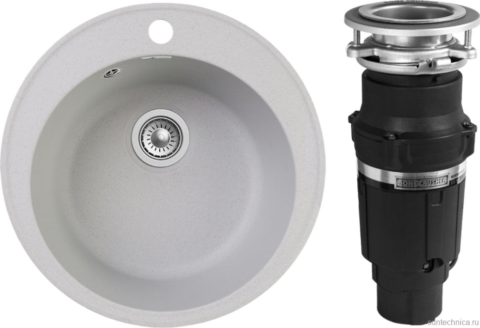 Комплект Мойка GranFest Quarz Z08 серый + Измельчитель Bone Crusher BC 610-AS