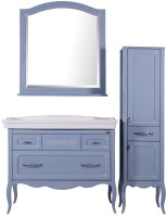 Зеркало ASB-Woodline Модерн 105 рошфор, белая патина, с полкой