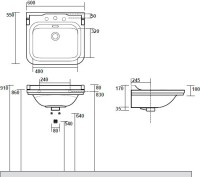 Раковина Kerasan Waldorf 4140 с 3 отверстиями, с пьедесталом