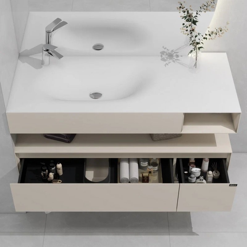 Тумба с раковиной Black&White Universe U955.1200L C03 khaki matt, matt white