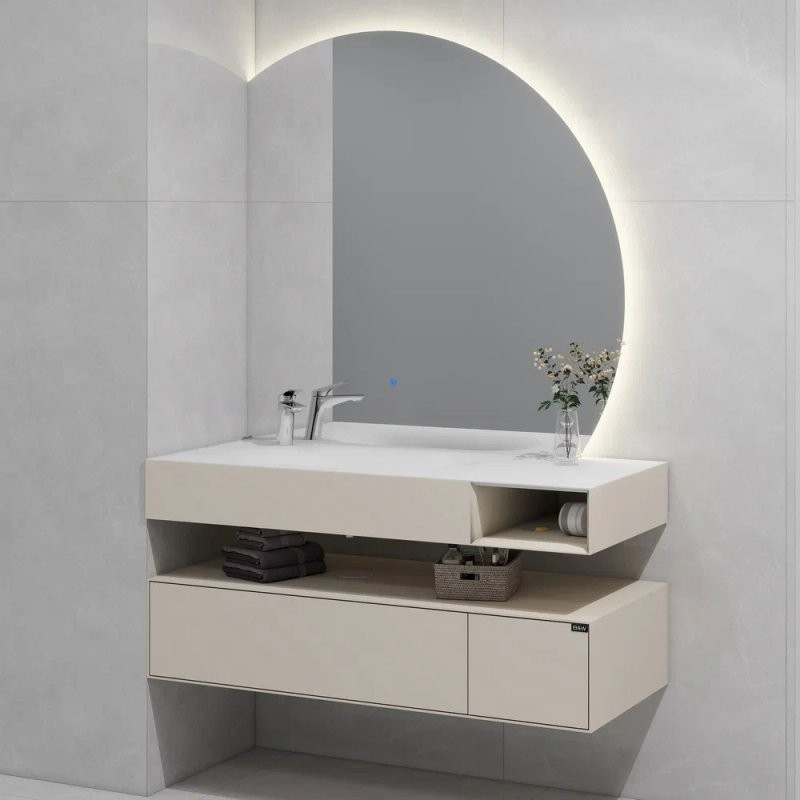 Тумба с раковиной Black&White Universe U955.1200L C03 khaki matt, matt white