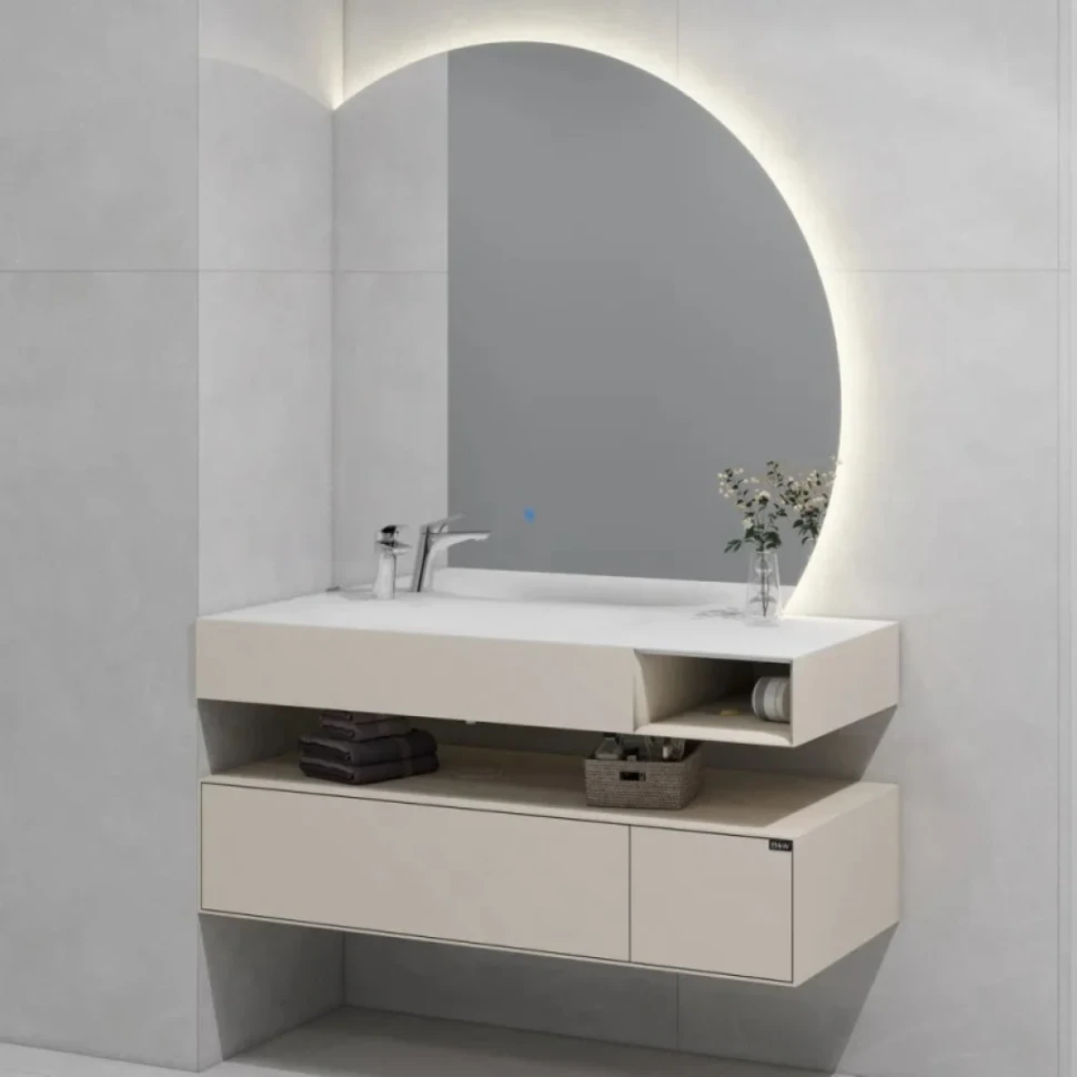Тумба с раковиной Black&White Universe U955.1200L C03 khaki matt, matt white