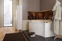 Акриловая ванна Marka One Gracia L 150x95 см, угловая, левая, пристенная, белая, асимметричная, с каркасом, с сиденьем
