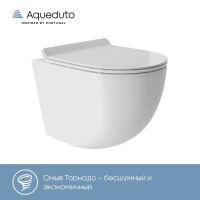 Комплект Унитаз подвесной Aqueduto Ovo Tornado OVOT0110 безободковый, с микролифтом, белый глянцевый + Крепления Geberit Duofix 111.815.00.1 к стене + Инсталляция UP 320 111.300.00.5 + Кнопка Sigma 01 115.770.JQ.5 лакированная, матовый хром + Звукоизоляци