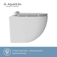 Комплект Унитаз подвесной Aqueduto Ovo Tornado OVOT0110 безободковый, с микролифтом, белый глянцевый + Крепления Geberit Duofix 111.815.00.1 к стене + Инсталляция UP 320 111.300.00.5 + Кнопка Sigma 01 115.770.JQ.5 лакированная, матовый хром + Звукоизоляци