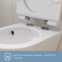 Комплект Унитаз подвесной Aqueduto Ovo Tornado OVOT0110 безободковый, с микролифтом, белый глянцевый + Крепления Geberit Duofix 111.815.00.1 к стене + Инсталляция UP 320 111.300.00.5 + Кнопка Sigma 01 115.770.JQ.5 лакированная, матовый хром + Звукоизоляци