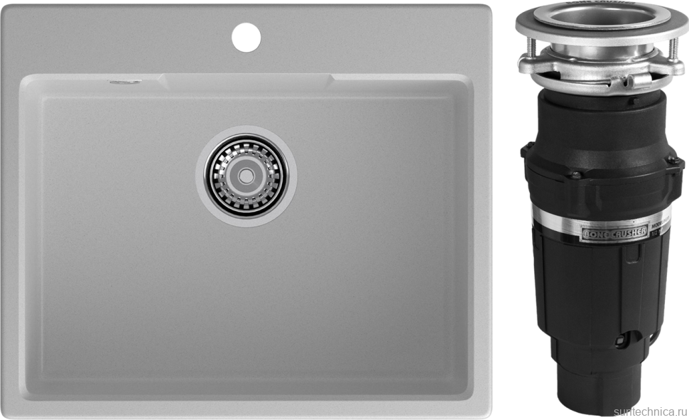 Комплект Мойка GranFest Urban 658 серая + Измельчитель Bone Crusher BC 610-AS