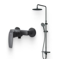 Душевой комплект Смеситель для душа AM.PM Tender F45A20022 + Стойка Like F0780222, черная