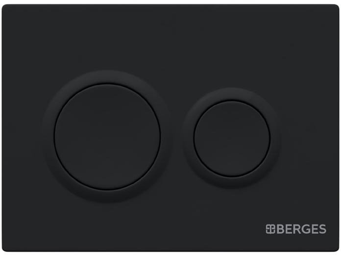 Комплект Berges Novum Vita Rimless крышка-сиденье, кнопка смыва O3, черная Soft Touch