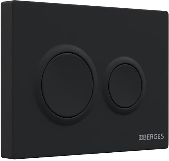 Комплект Berges Novum Vita Rimless крышка-сиденье, кнопка смыва O3, черная Soft Touch