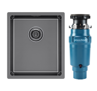 Комплект Мойка Paulmark Lassan LA38-GM вороненая сталь + Измельчитель Intenso