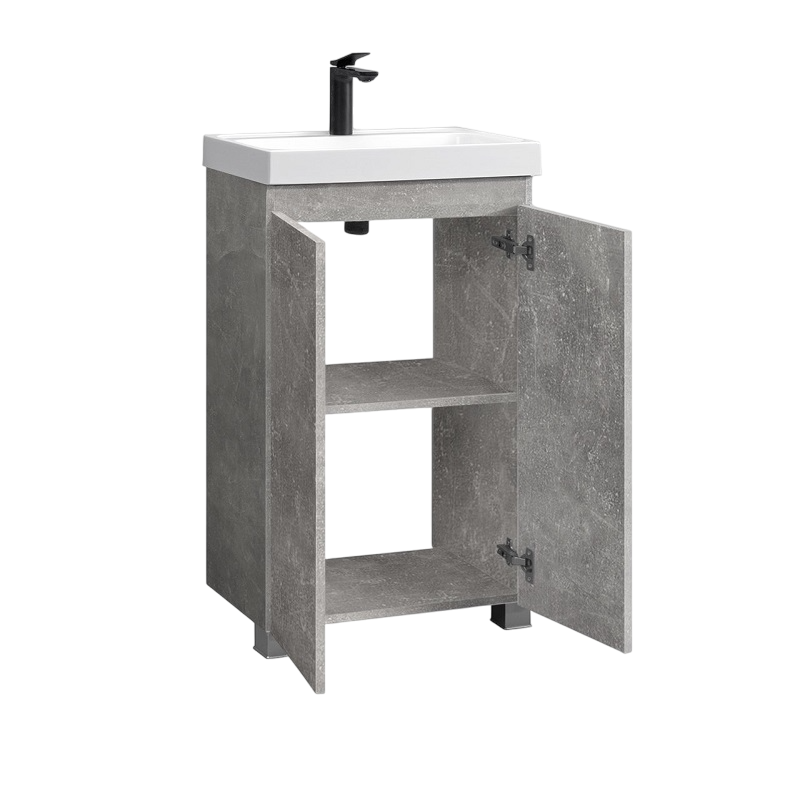 Тумба с раковиной Belux Бостон 50 напольная,бетон чикаго светло-серый