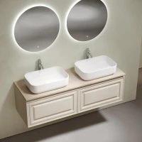 Тумба с раковиной Sancos Very 160 beige soft, столешница бежевая TT160A2X, раковина CN5043