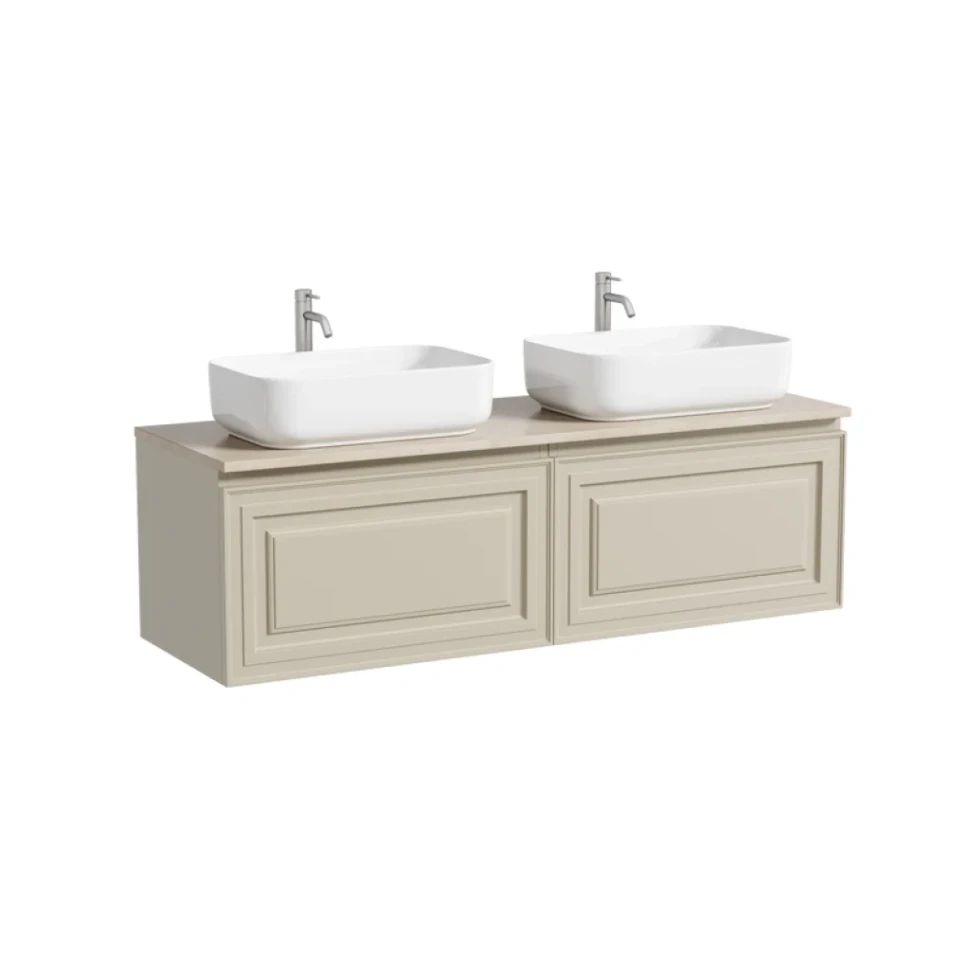 Тумба с раковиной Sancos Very 160 beige soft, столешница бежевая TT160A2X, раковина CN5043