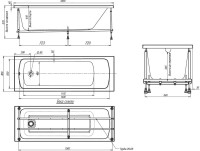 Акриловая ванна Alex Baitler Onega 160x60 см, встраиваемая, белая, с каркасом