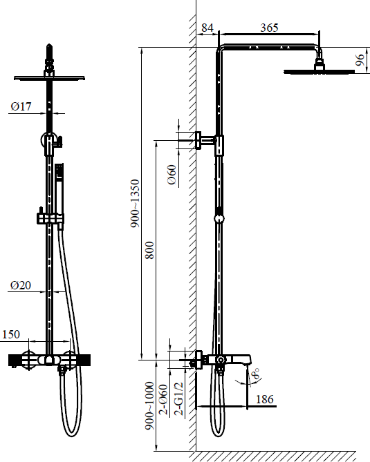 Душевая стойка AltroBagno Intento 030420 Cr хром