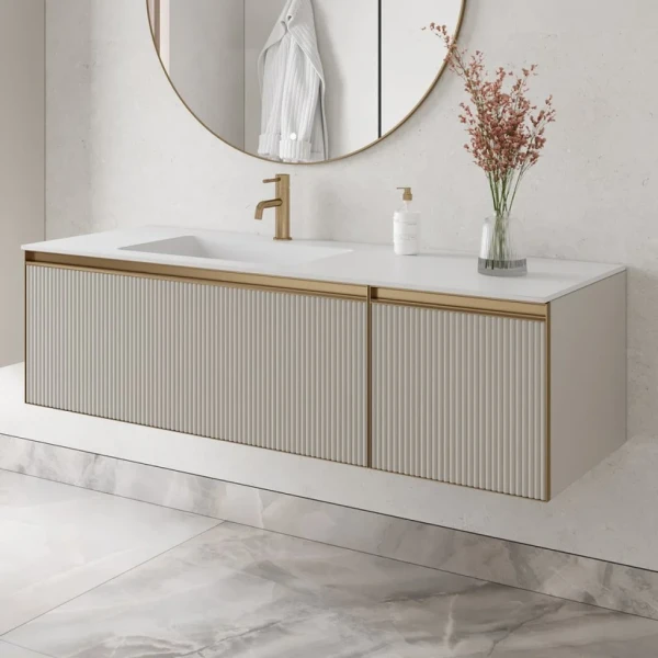 Тумба под раковину без столешницы Armadi Art Quatro 2 140 cashmere fuga, профиль matt gold