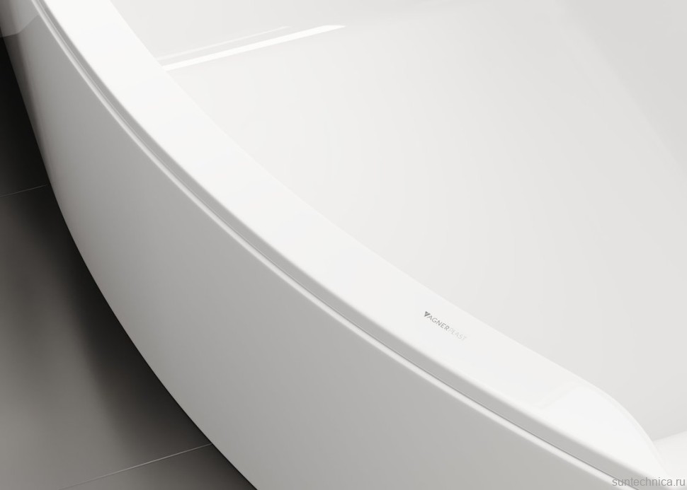 Акриловая ванна Vagnerplast Veronela L 160x105 см, угловая, левая, пристенная, ультрабелая, асимметричная, с каркасом