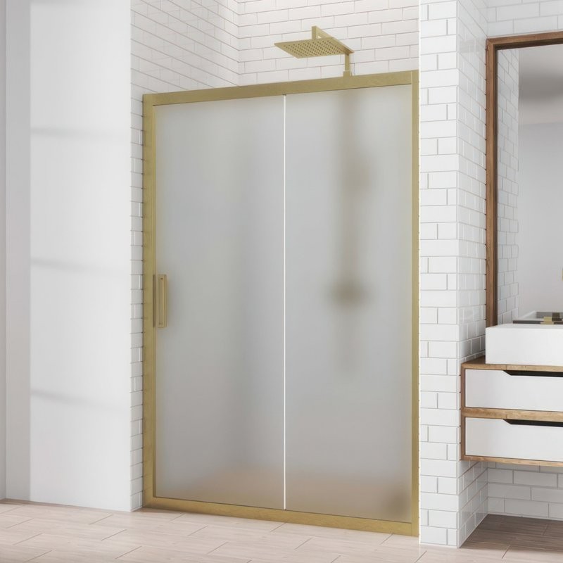 Душевая дверь в нишу Kubele DE019 D2-MAT-BR 155 см, профиль бронза